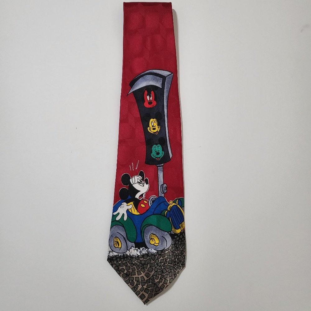Vintage Mickey & Co. Men's Disney Mickey Mouse Driving Car Print‎ Neck Tie